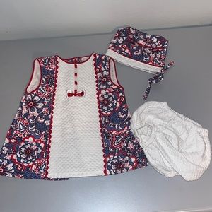 BABYFERR - Baby girl 3 piece set  dress made in Spain - Size 6M